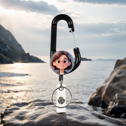 1pc Photo Custom Retractable Badge Reel Heavy Duty  Badge Holder, Personalized ID Badge Reel  for ID Card Holder and Keychain