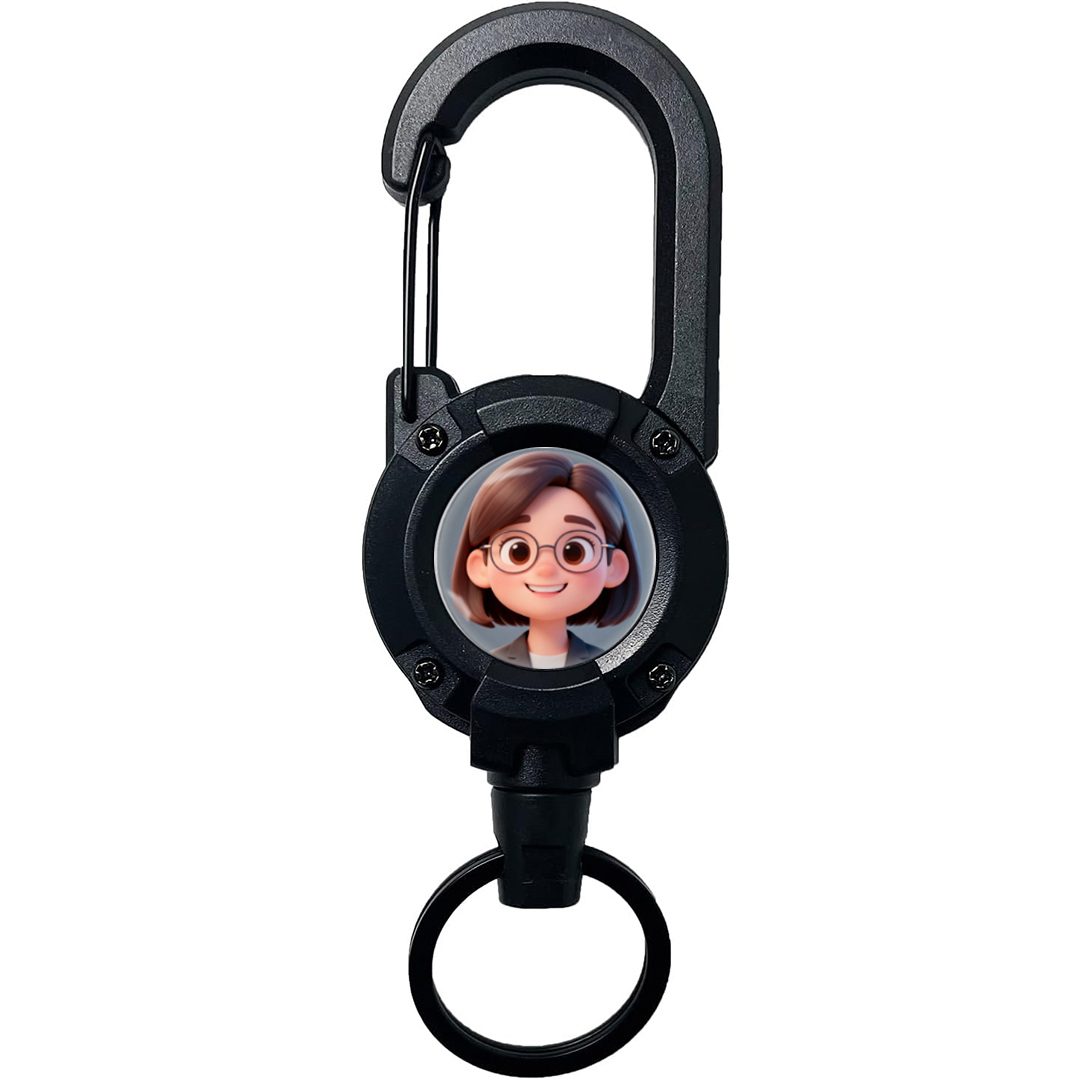 1pc Photo Custom Retractable Keychain Heavy Duty Double-sided customization Badge Reel Retractable Keychain Clip ID Holder Upgraded 63cm Stainless Steel Cord Suitable for Men and Women