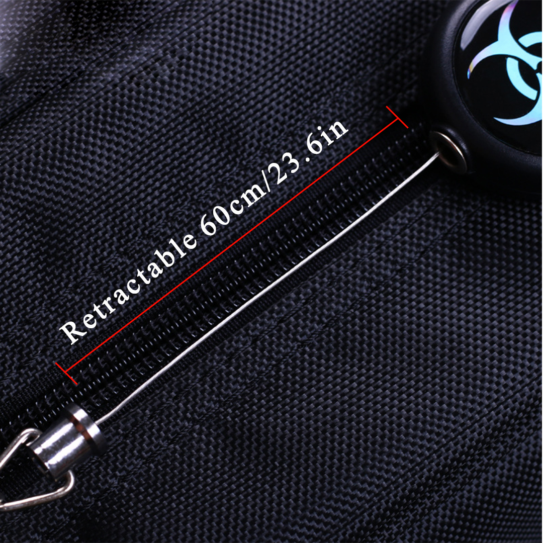 1pc Photo Custom Retractable Keychain Personalized Retractable Badge Holder Reel Clip ID Badge Holder with 23.6'' Steel Cord  and Metal Buckle for Carrying Keys, Black