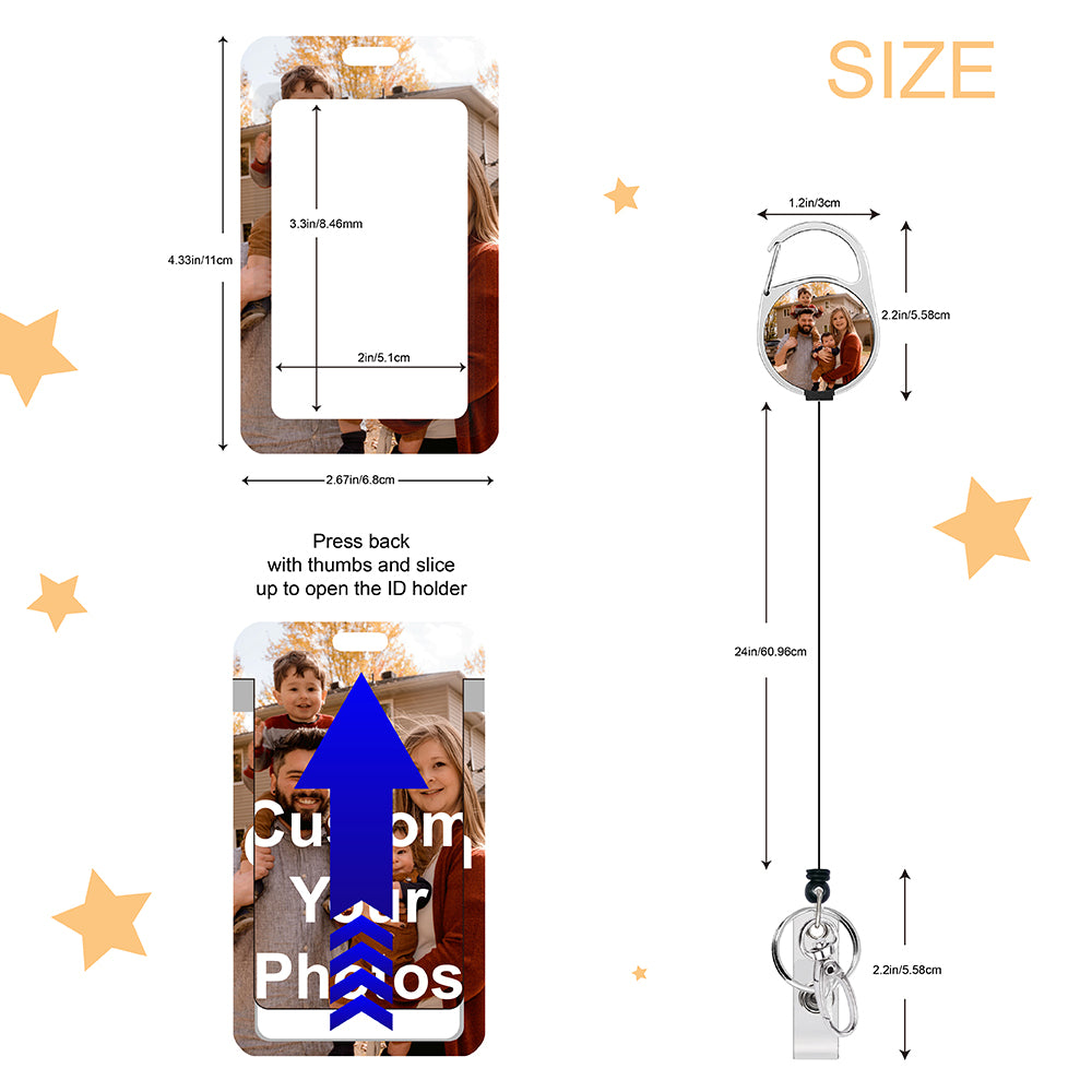 Photo Custom Badge Card Holder Personalized Retractable Badge Reel Holder Clip by Bulk Premium Badge