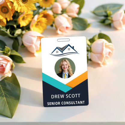 Style T114 Custom Print Employee ID Badge , Personalized Name Badge Double Sided Print with Name, Photo, Logo