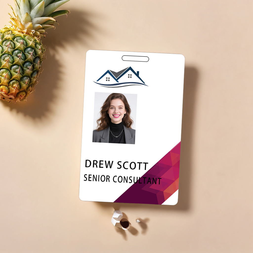 Style T103 Custom Print Employee ID Badge , Personalized Name Badge Double Sided Print with Name, Photo, Logo