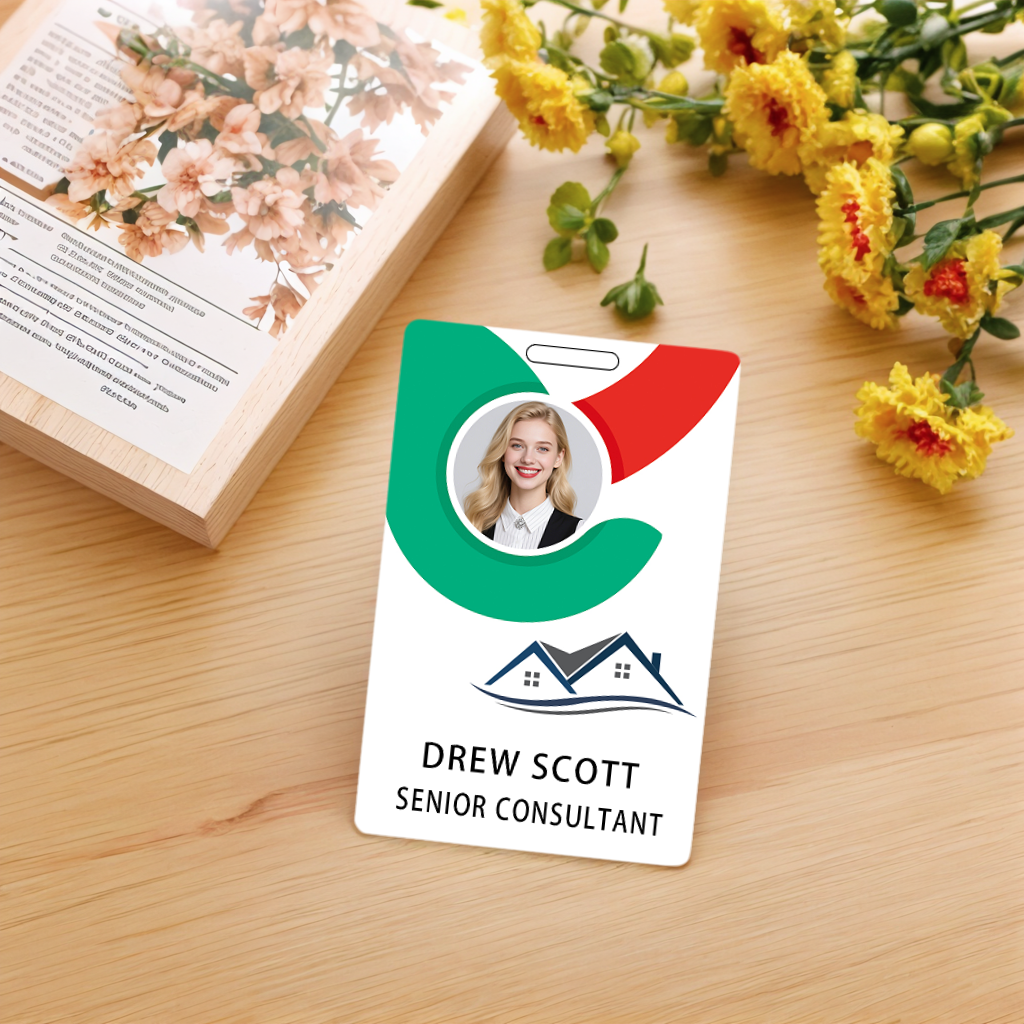 Style D10 Custom Print Employee ID Badge with Text, Personalized Name Badge Double Sided Print with Name, Photo, Logo