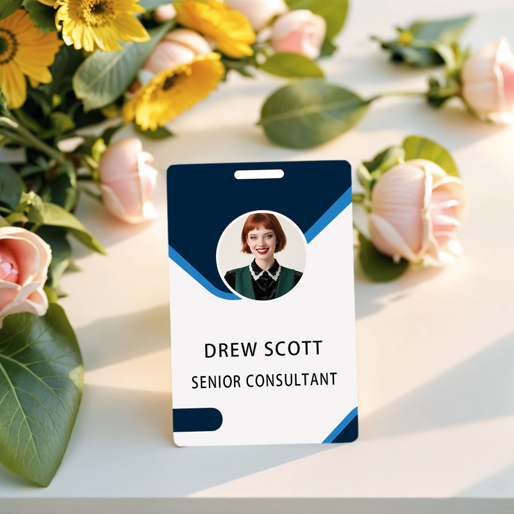 Style T040 Custom Print Employee ID Badge , Personalized Name Badge Double Sided Print with Name, Photo, Logo