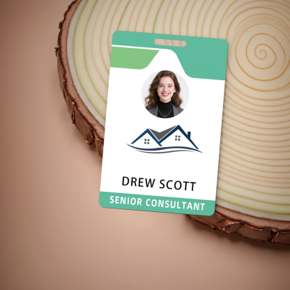 Style D36 Custom Print Employee ID Badge with Text, Personalized Name Badge Double Sided Print with Name, Photo, Logo