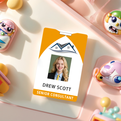 Style D31 Custom Print Employee ID Badge with Text, Personalized Name Badge Double Sided Print with Name, Photo, Logo