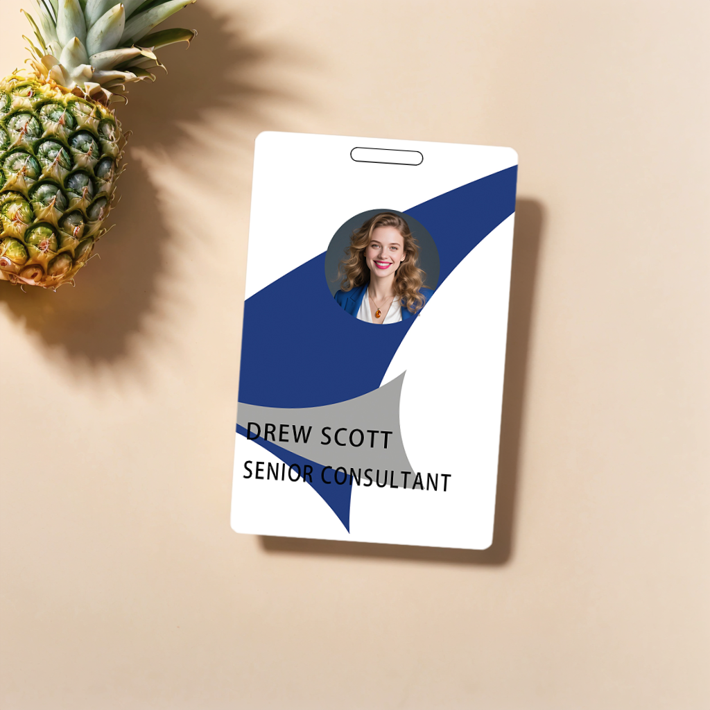 Style T108 Custom Print Employee ID Badge , Personalized Name Badge Double Sided Print with Name, Photo, Logo
