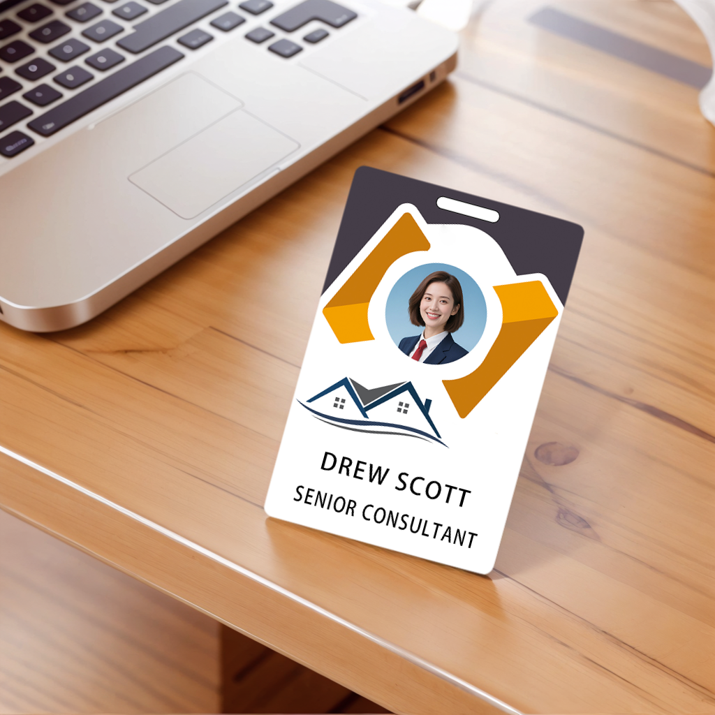 Style D39 Custom Print Employee ID Badge with Text, Personalized Name Badge Double Sided Print with Name, Photo, Logo