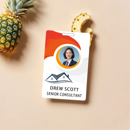 Style D19 Custom Print Employee ID Badge with Text, Personalized Name Badge Double Sided Print with Name, Photo, Logo