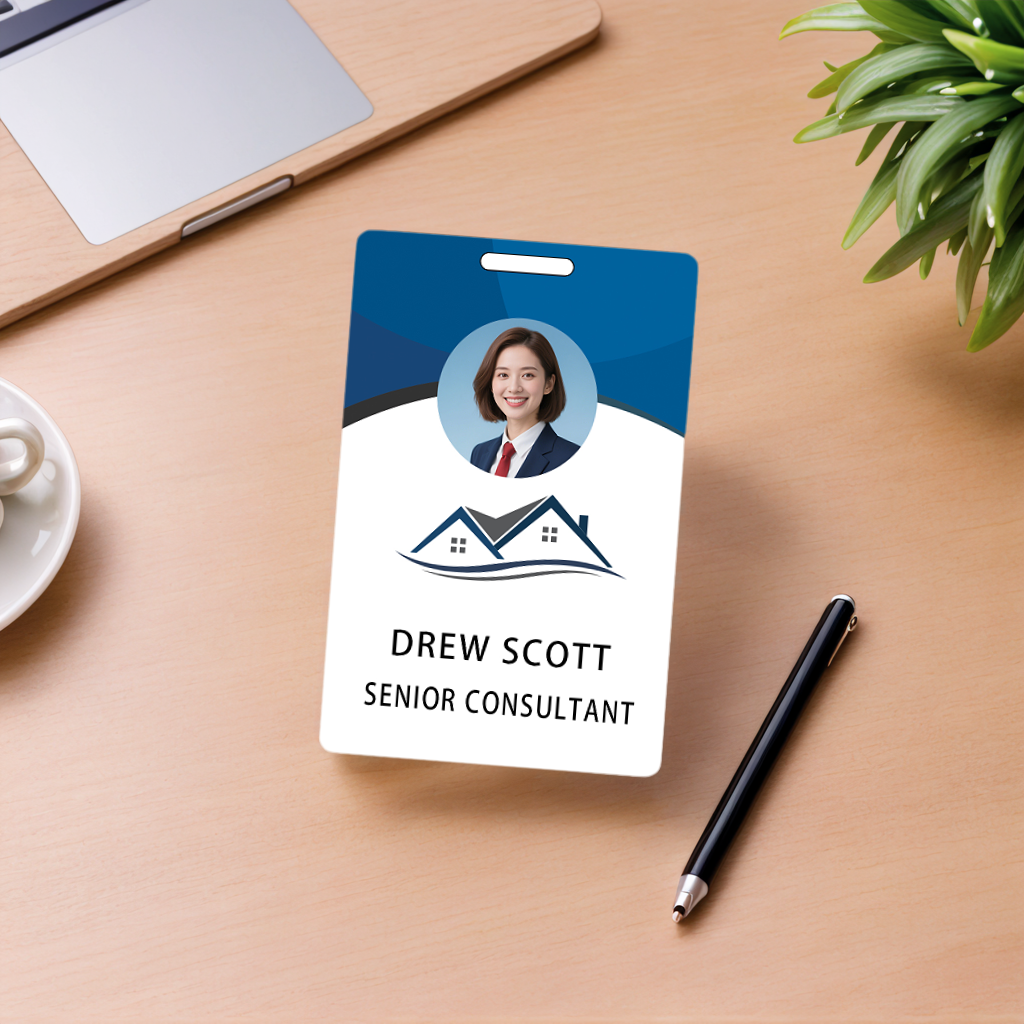 Style T107 Custom Print Employee ID Badge , Personalized Name Badge Double Sided Print with Name, Photo, Logo