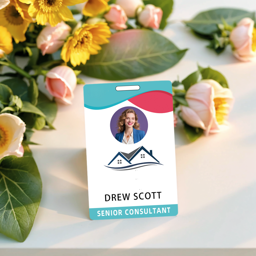 Style D35 Custom Print Employee ID Badge with Text, Personalized Name Badge Double Sided Print with Name, Photo, Logo