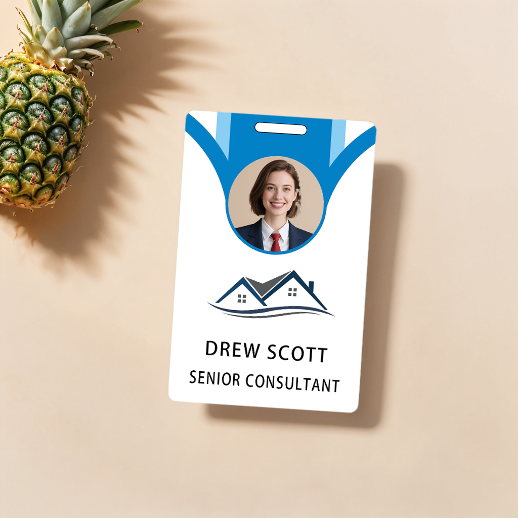 Style T81 Custom Print Employee ID Badge , Personalized Name Badge Double Sided Print with Name, Photo, Logo