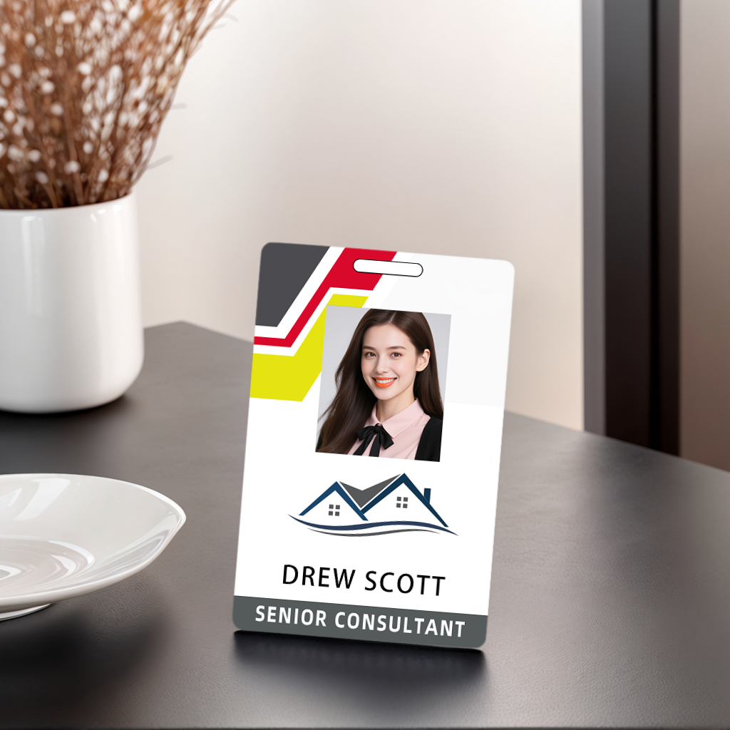 Style T024 Custom Print Employee ID Badge , Personalized Name Badge Double Sided Print with Name, Photo, Logo