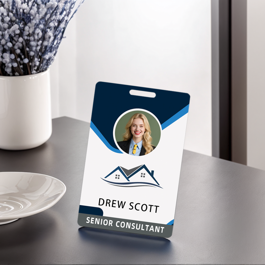 Style D03 Custom Print Employee ID Badge with Text, Personalized Name Badge Double Sided Print with Name, Photo, Logo