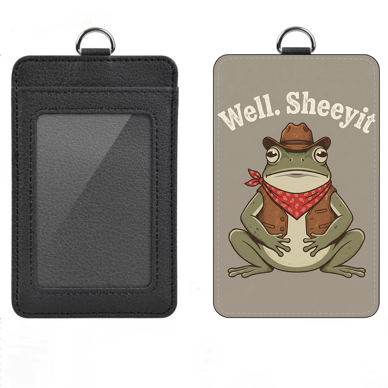 PU Leather ID Badge Holder with Clear ID Window