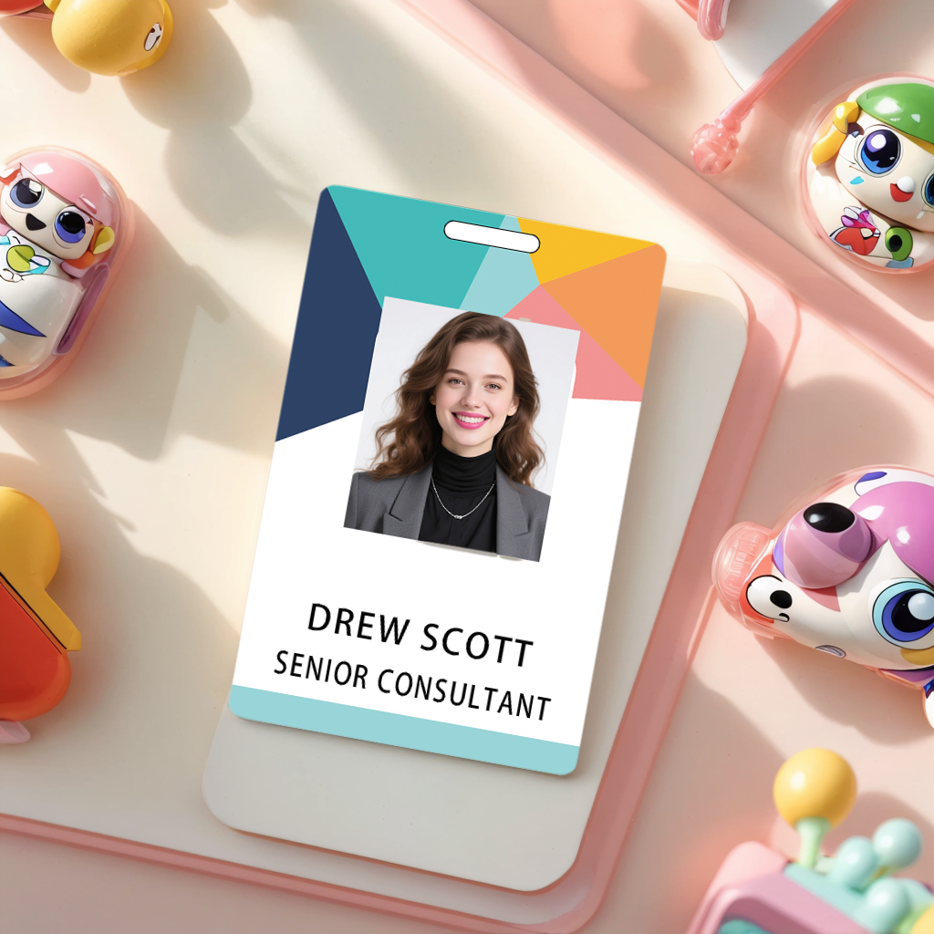 Style T042 Custom Print Employee ID Badge , Personalized Name Badge Double Sided Print with Name, Photo, Logo