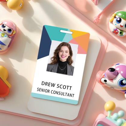 Style T042 Custom Print Employee ID Badge , Personalized Name Badge Double Sided Print with Name, Photo, Logo