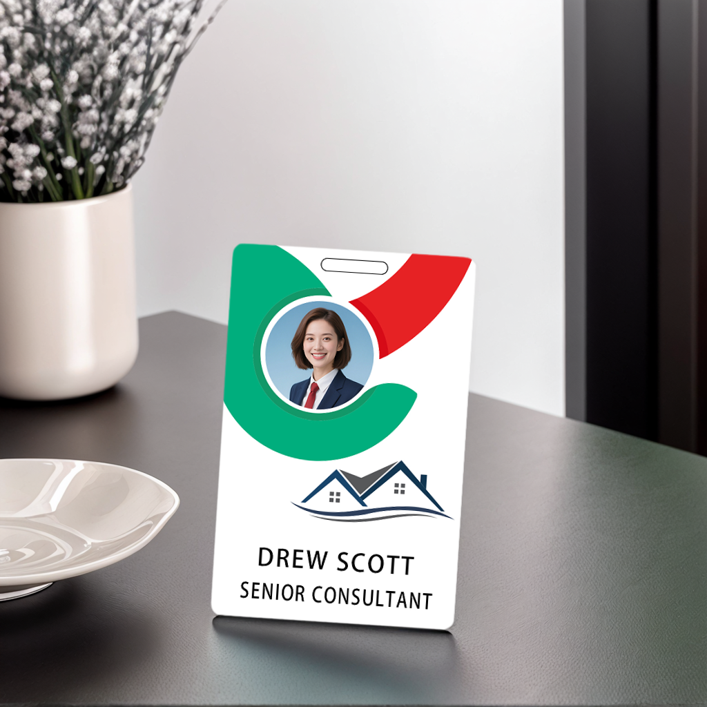 Style T84 Custom Print Employee ID Badge , Personalized Name Badge Double Sided Print with Name, Photo, Logo