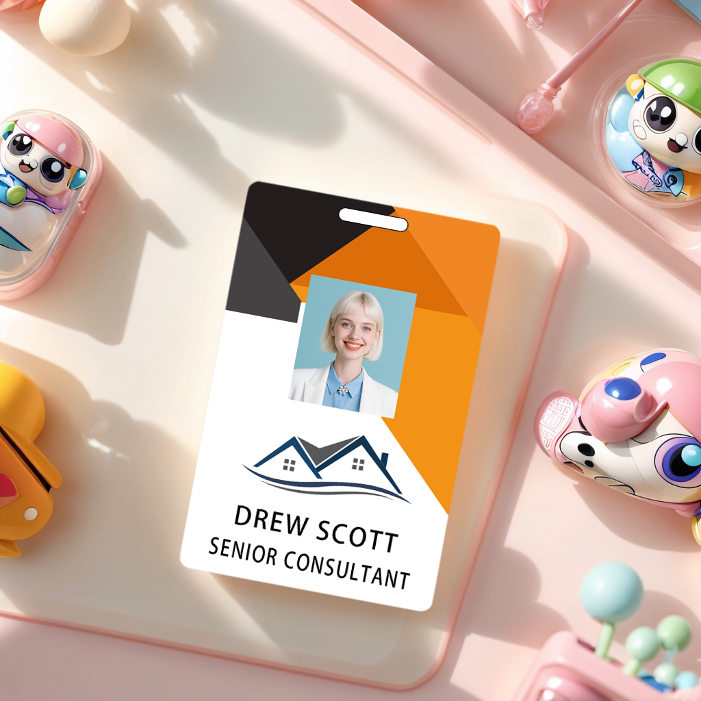 Style D29 Custom Print Employee ID Badge with Text, Personalized Name Badge Double Sided Print with Name, Photo, Logo