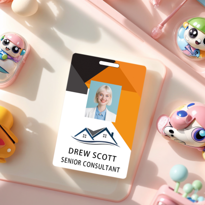 Style D29 Custom Print Employee ID Badge with Text, Personalized Name Badge Double Sided Print with Name, Photo, Logo