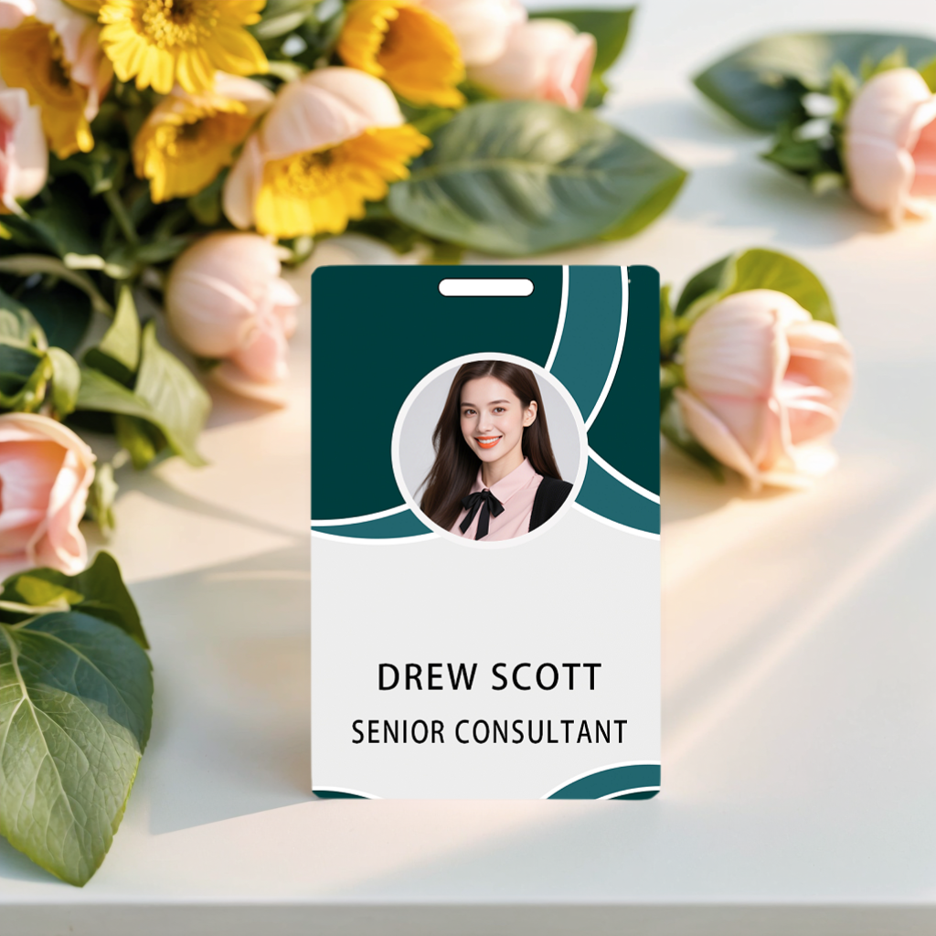 Style T049 Custom Print Employee ID Badge , Personalized Name Badge Double Sided Print with Name, Photo, Logo