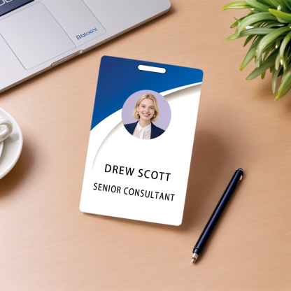 Style T035 Custom Print Employee ID Badge , Personalized Name Badge Double Sided Print with Name, Photo, Logo