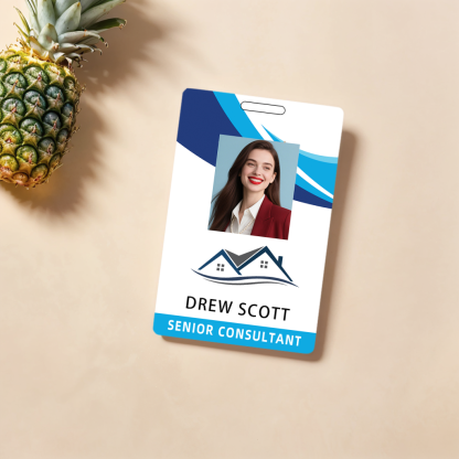Style D41-1 Custom Print Employee ID Badge with Text, Personalized Name Badge Double Sided Print with Name, Photo, Logo