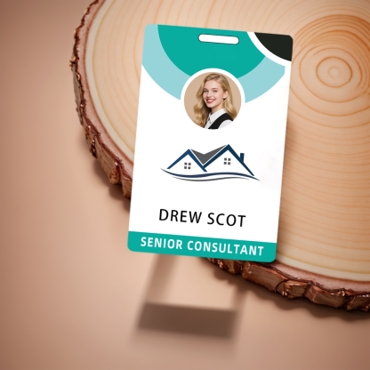 Style t-02 Custom Print Employee ID Badge , Personalized Name Badge Double Sided Print with Name, Photo, Logo