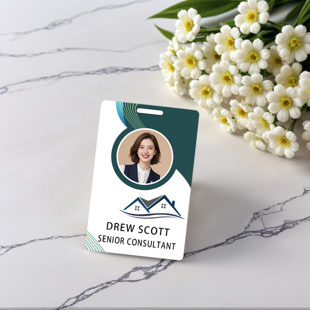 Style D06 Custom Print Employee ID Badge with Text, Personalized Name Badge Double Sided Print with Name, Photo, Logo
