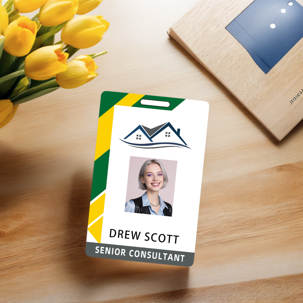Style T94 Custom Print Employee ID Badge , Personalized Name Badge Double Sided Print with Name, Photo, Logo