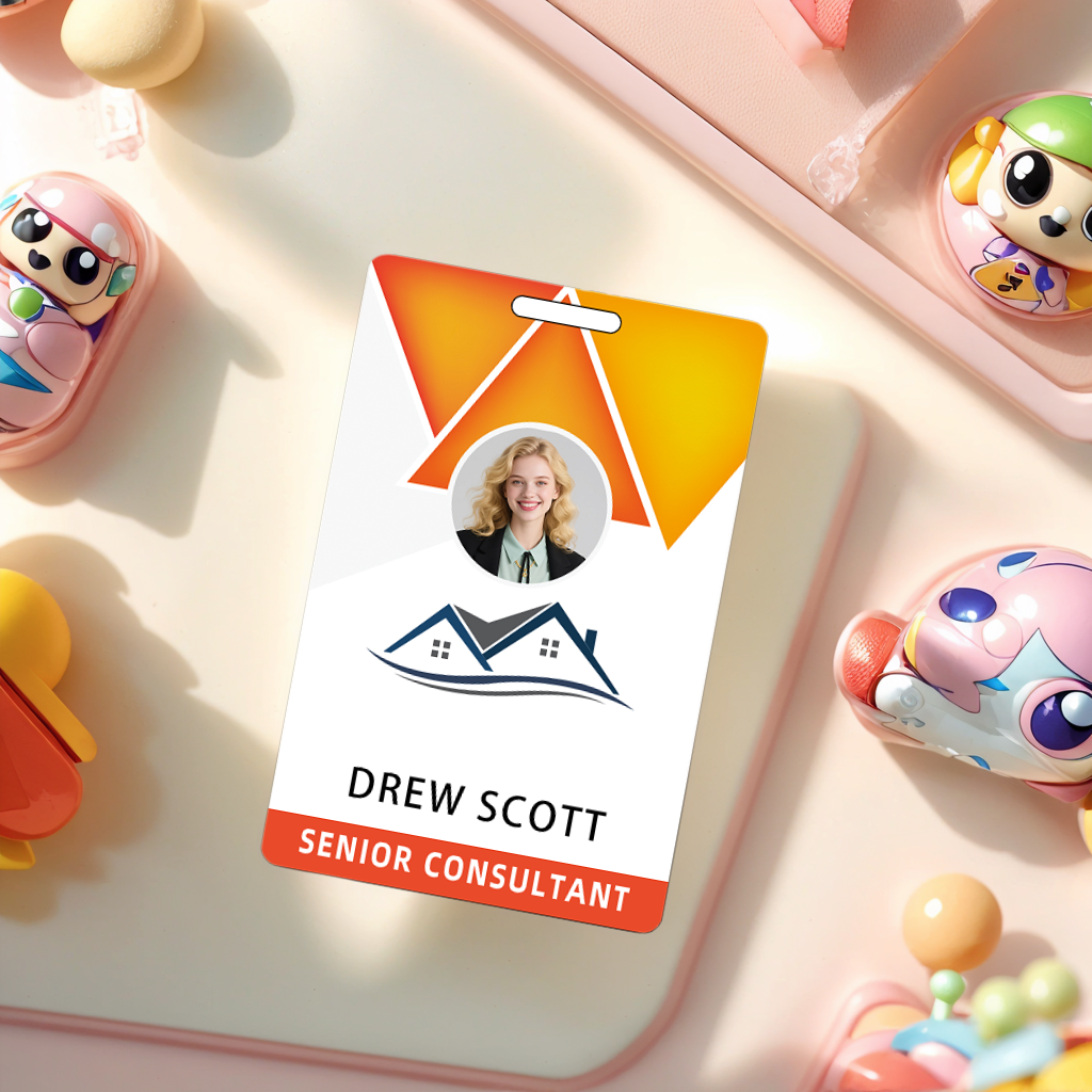 Style D27 Custom Print Employee ID Badge with Text, Personalized Name Badge Double Sided Print with Name, Photo, Logo