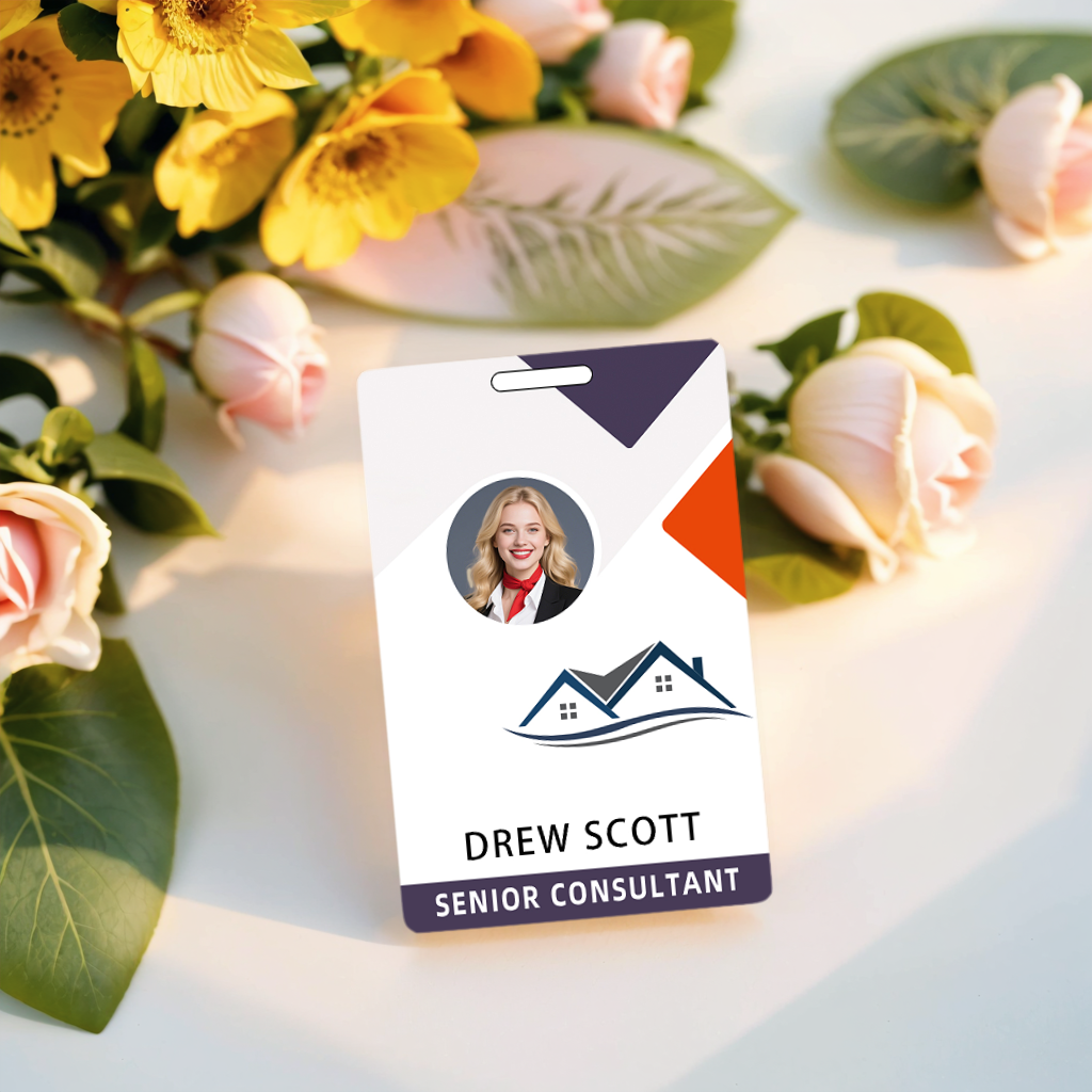 Style T78 Custom Print Employee ID Badge , Personalized Name Badge Double Sided Print with Name, Photo, Logo