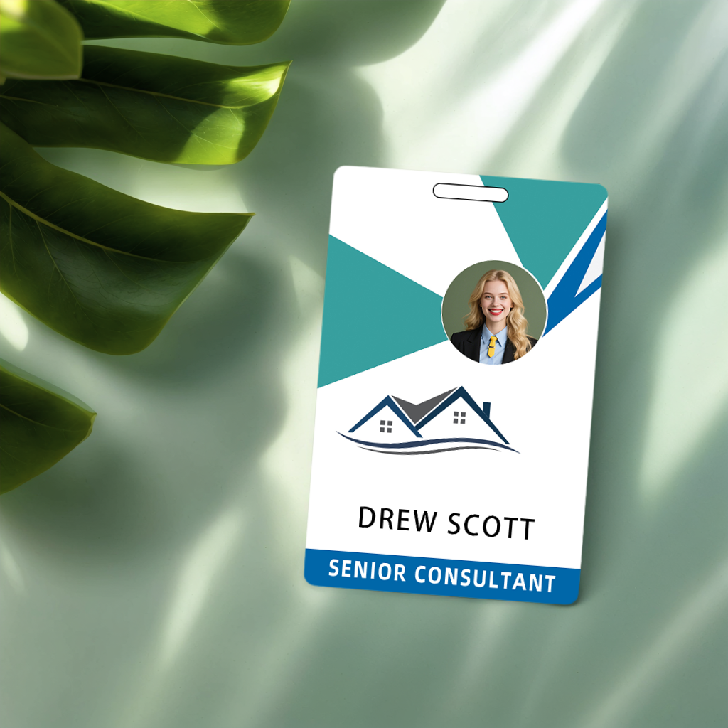 Style D37 Custom Print Employee ID Badge with Text, Personalized Name Badge Double Sided Print with Name, Photo, Logo