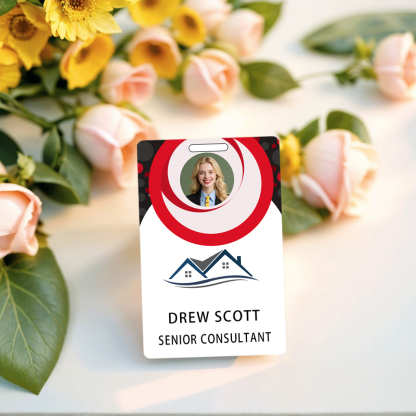 Style T82 Custom Print Employee ID Badge , Personalized Name Badge Double Sided Print with Name, Photo, Logo