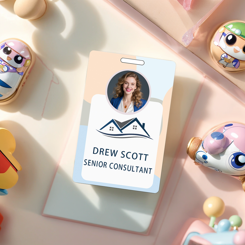 Style T041 Custom Print Employee ID Badge , Personalized Name Badge Double Sided Print with Name, Photo, Logo