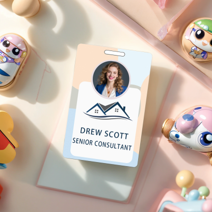 Style T041 Custom Print Employee ID Badge , Personalized Name Badge Double Sided Print with Name, Photo, Logo