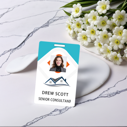 Style D22 Custom Print Employee ID Badge with Text, Personalized Name Badge Double Sided Print with Name, Photo, Logo
