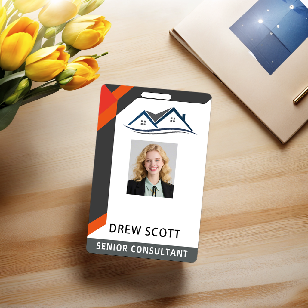 Style T016 Custom Print Employee ID Badge , Personalized Name Badge Double Sided Print with Name, Photo, Logo