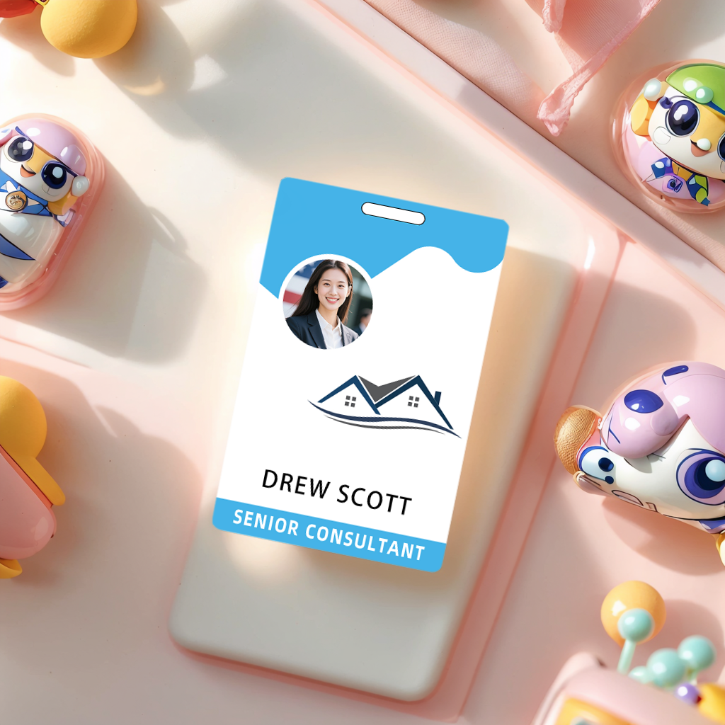 Style T88 Custom Print Employee ID Badge , Personalized Name Badge Double Sided Print with Name, Photo, Logo