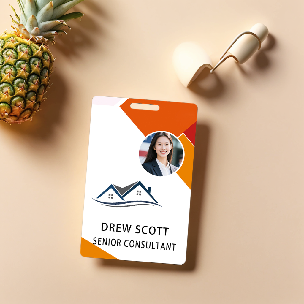 Style D16 Custom Print Employee ID Badge with Text, Personalized Name Badge Double Sided Print with Name, Photo, Logo