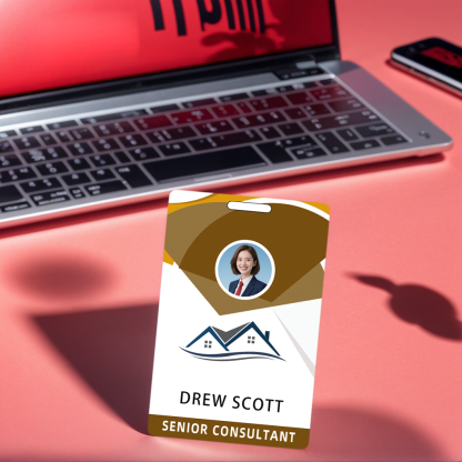 Style T77 Custom Print Employee ID Badge , Personalized Name Badge Double Sided Print with Name, Photo, Logo