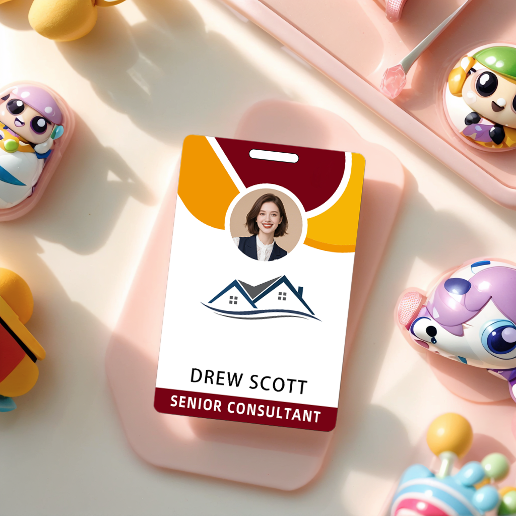 Style T97 Custom Print Employee ID Badge , Personalized Name Badge Double Sided Print with Name, Photo, Logo