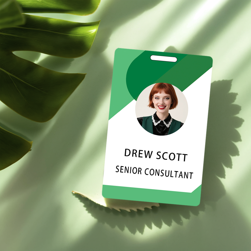 Style T050 Custom Print Employee ID Badge , Personalized Name Badge Double Sided Print with Name, Photo, Logo