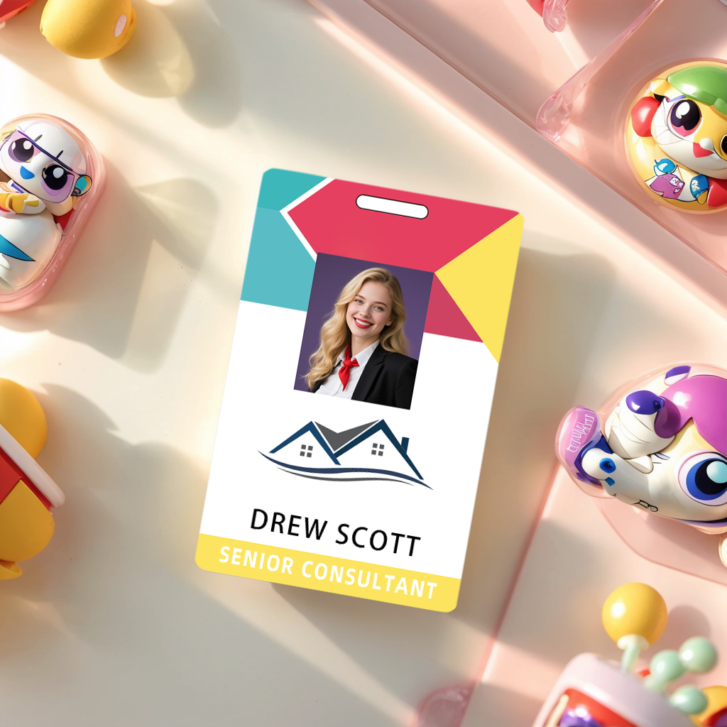 Style T93 Custom Print Employee ID Badge , Personalized Name Badge Double Sided Print with Name, Photo, Logo