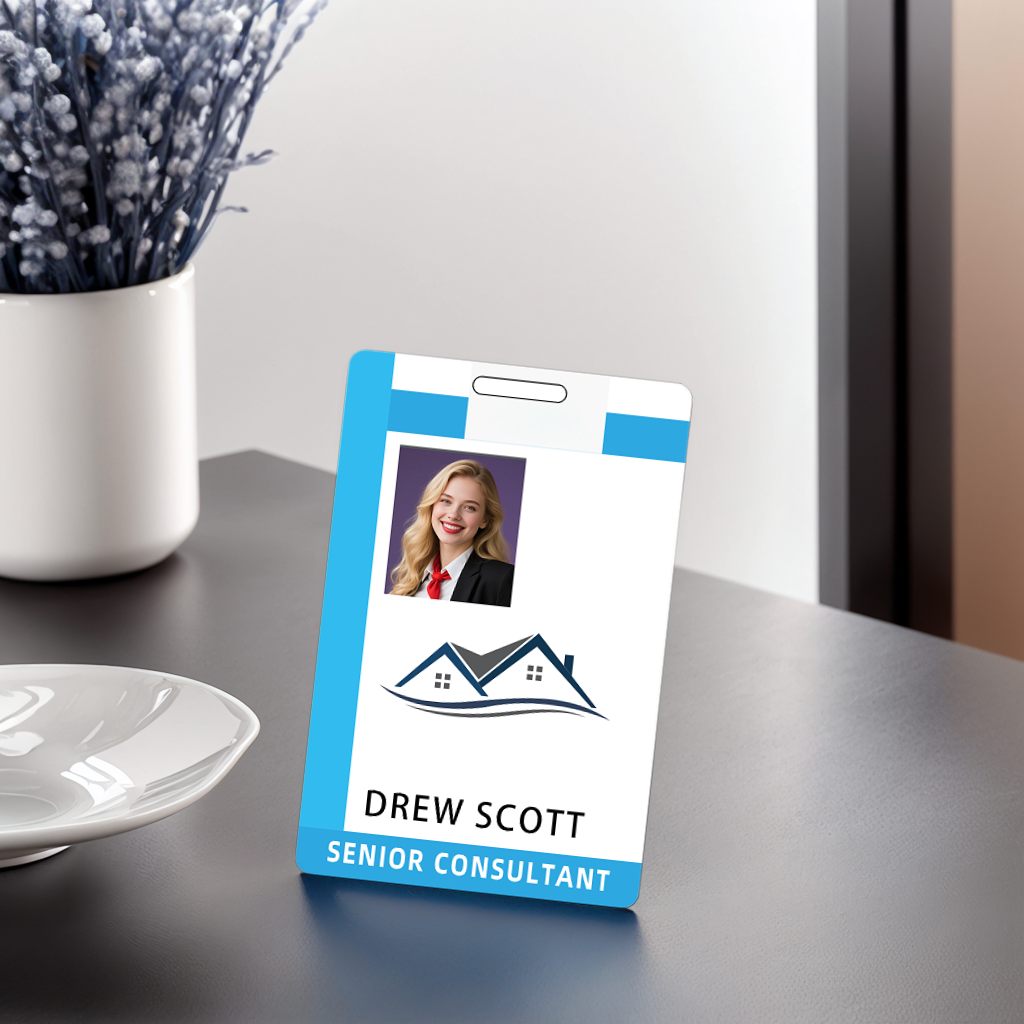 Style T87 Custom Print Employee ID Badge , Personalized Name Badge Double Sided Print with Name, Photo, Logo