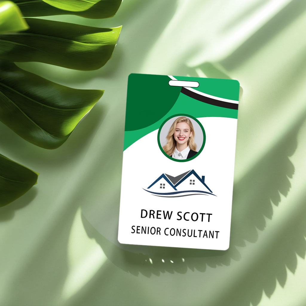 Style D26 Custom Print Employee ID Badge with Text, Personalized Name Badge Double Sided Print with Name, Photo, Logo