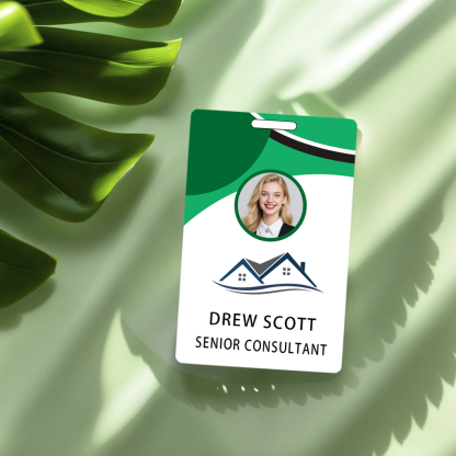 Style D26 Custom Print Employee ID Badge with Text, Personalized Name Badge Double Sided Print with Name, Photo, Logo