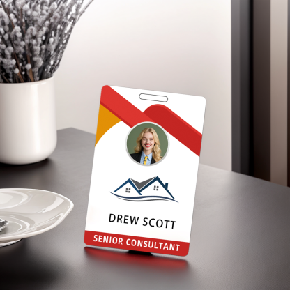 Style D40 Custom Print Employee ID Badge with Text, Personalized Name Badge Double Sided Print with Name, Photo, Logo