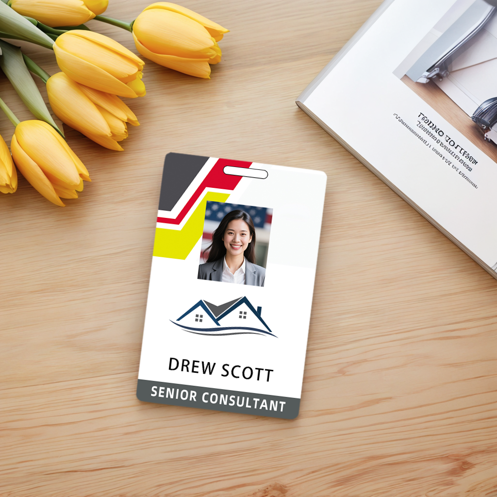Style T76 Custom Print Employee ID Badge , Personalized Name Badge Double Sided Print with Name, Photo, Logo