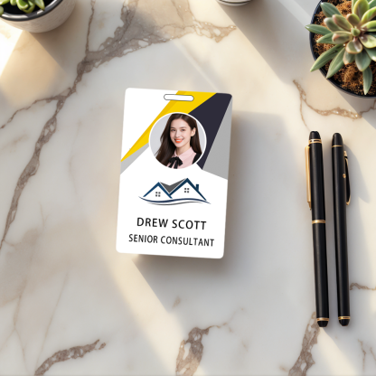 Style D11 Custom Print Employee ID Badge with Text, Personalized Name Badge Double Sided Print with Name, Photo, Logo